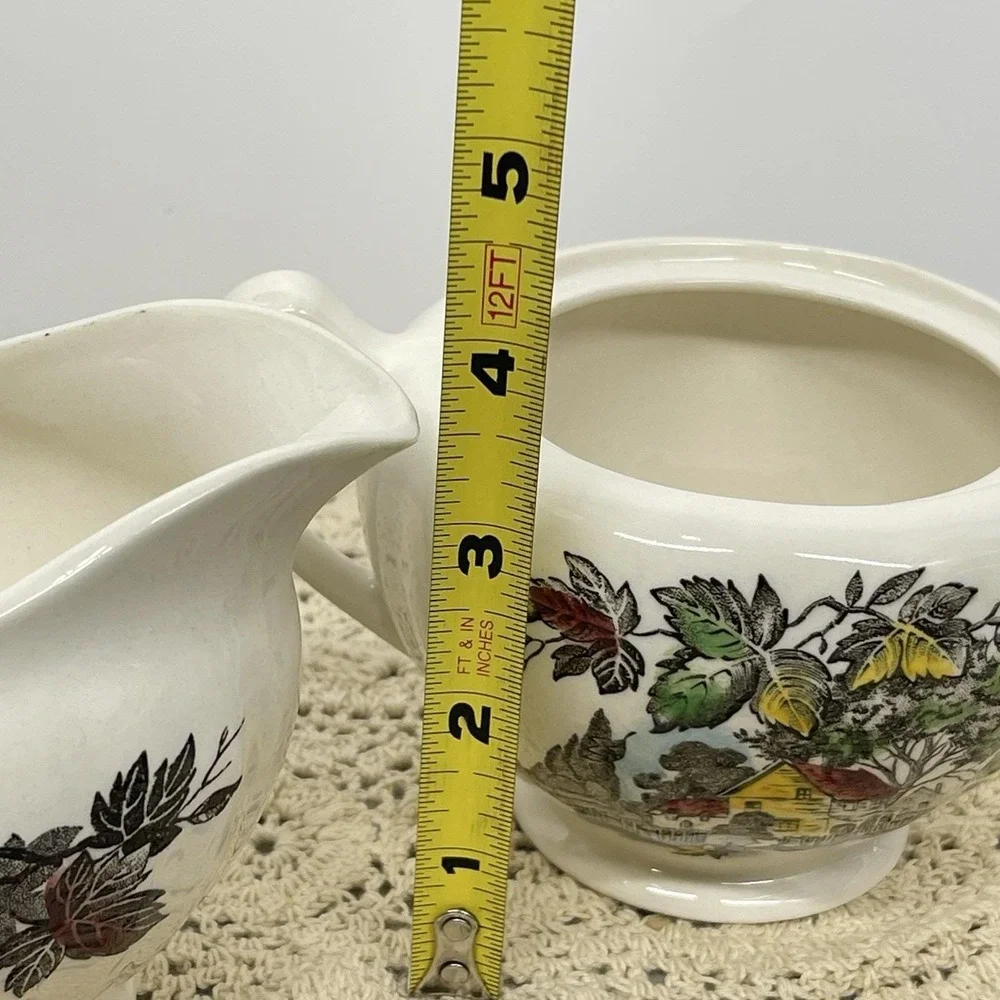 Vintage 1955 J & G Meakin Welcome Home Sugar & Creamer Set England Missing Lid